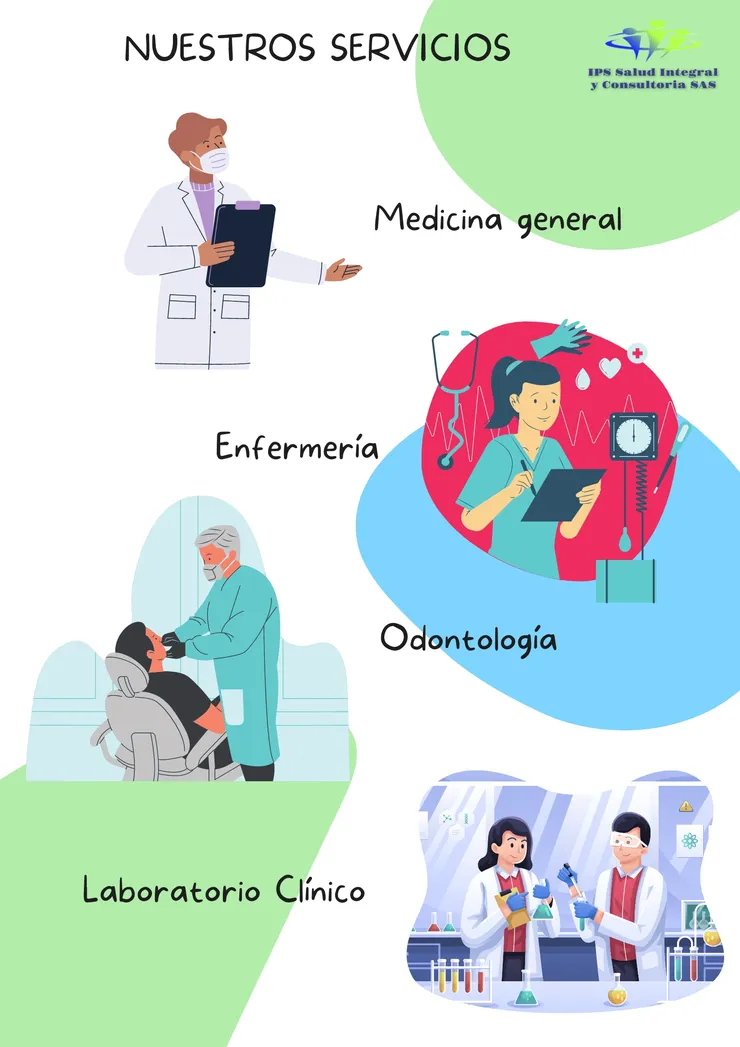 Servicios de medicina general, Enfermeria, Odontologia, Laboratorio clinico