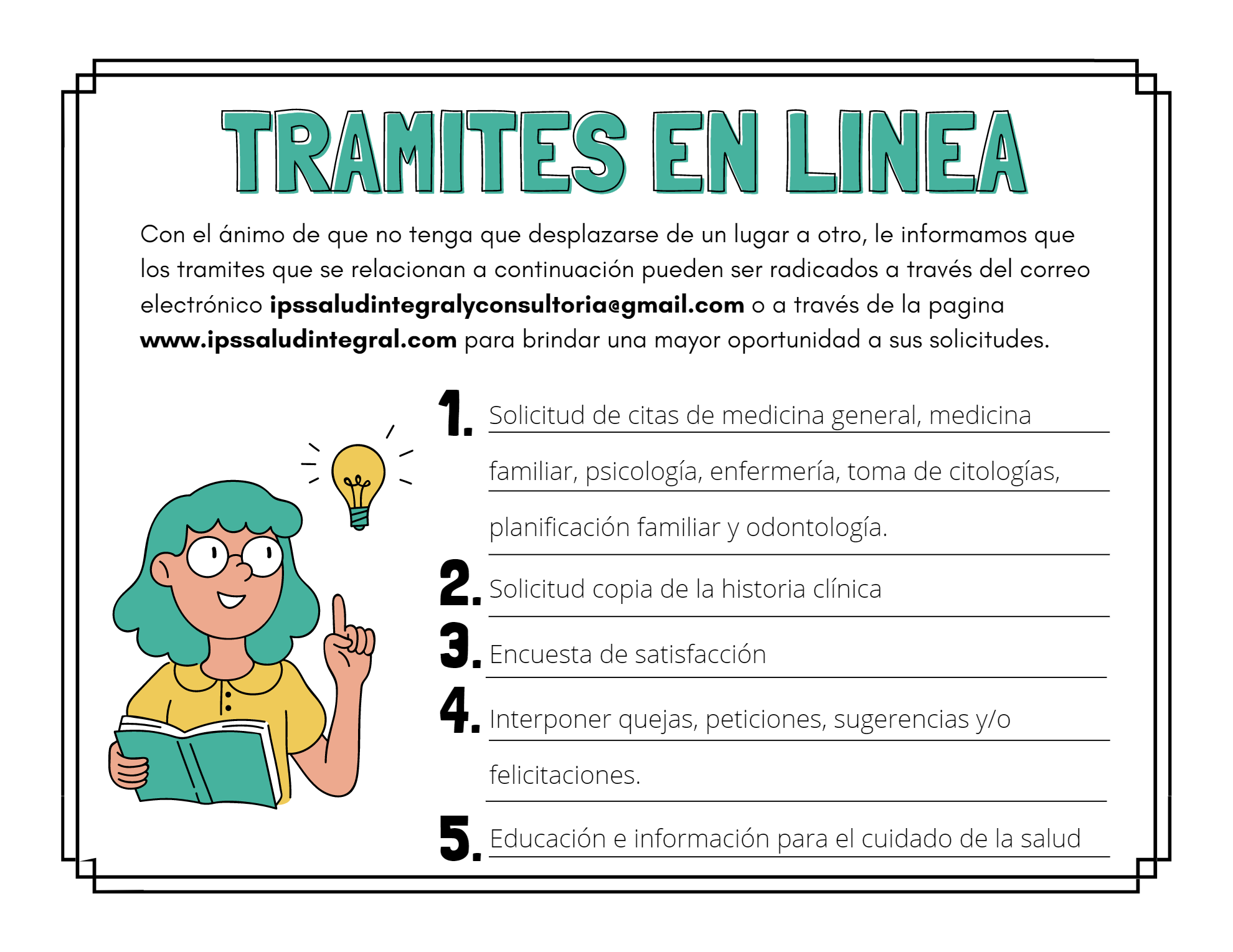 Diferentes tipos de tramites en linea que se ofrecen